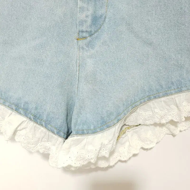 [BUNJANG] Unbranded Lace Denim Shorts M / 레이스 데님 숏 팬츠 M_i3789