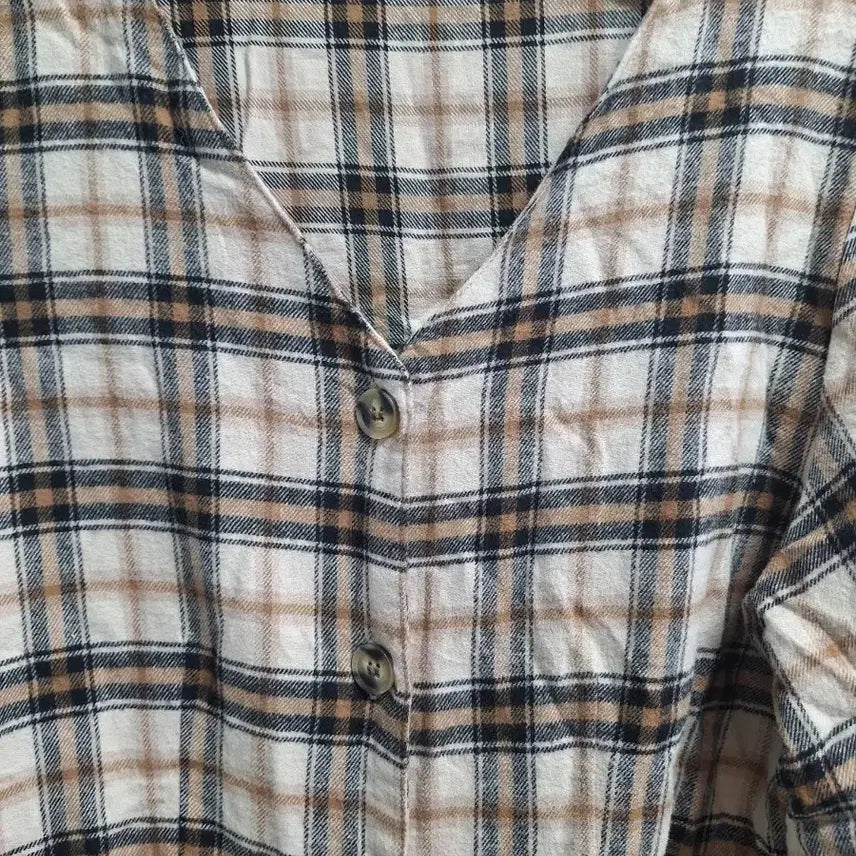 [BUNJANG] Long Checkered Dress / 체크 롱 원피스 긴팔 FREE