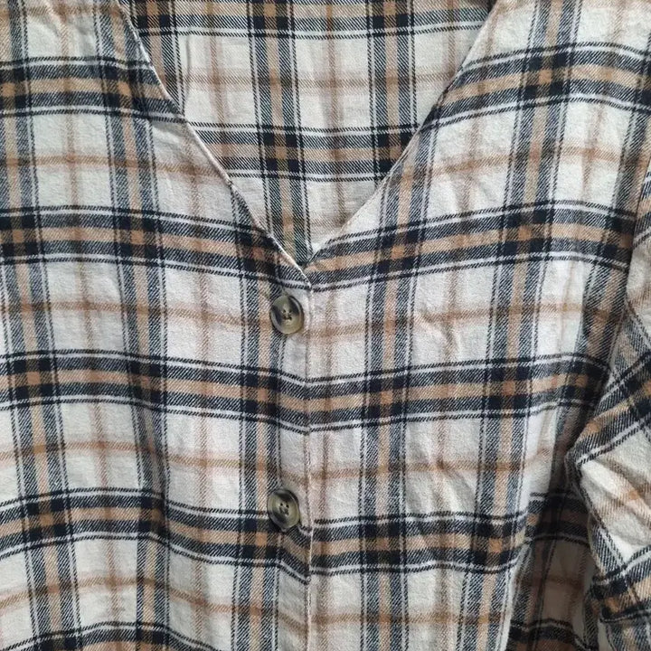 [BUNJANG] Long Checkered Dress / 체크 롱 원피스 긴팔 FREE