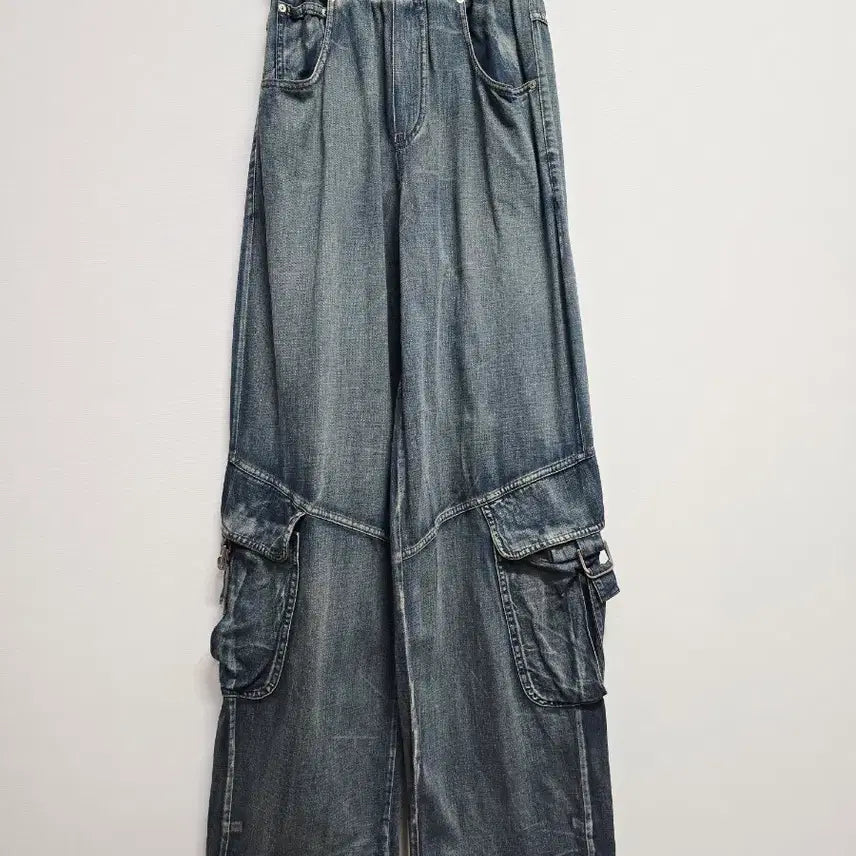 [SOLD OUT] 오픈와이와이 포켓 데님 카고 와이드 밴딩 팬츠