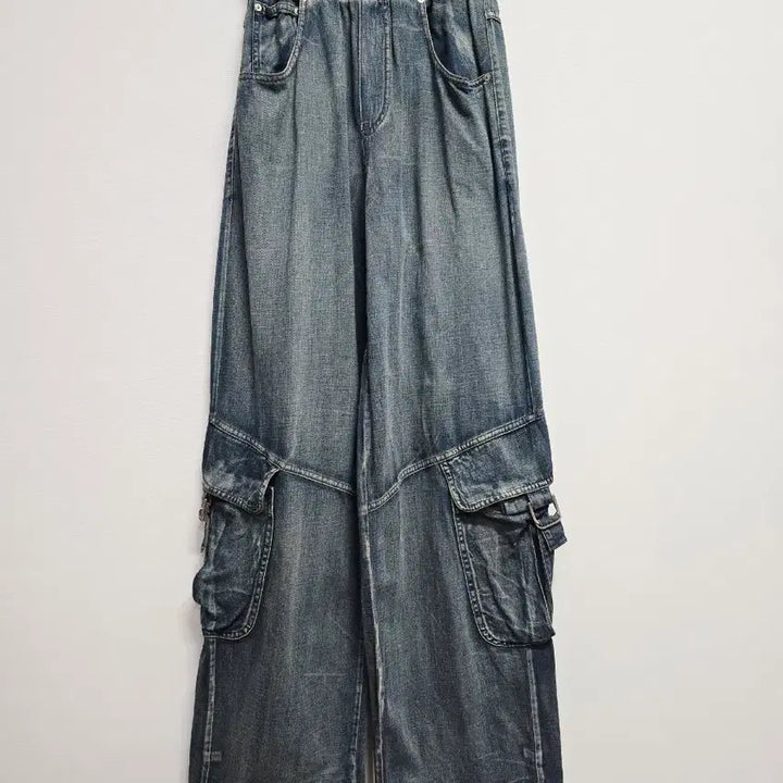 [SOLD OUT] 오픈와이와이 포켓 데님 카고 와이드 밴딩 팬츠