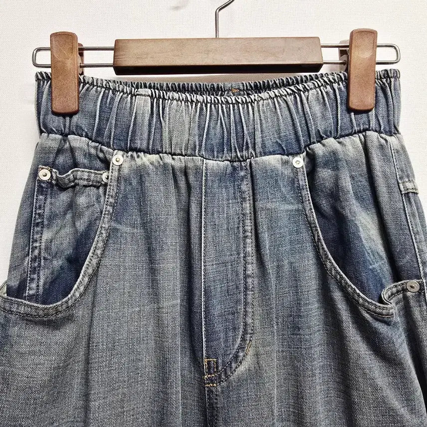 [SOLD OUT] 오픈와이와이 포켓 데님 카고 와이드 밴딩 팬츠