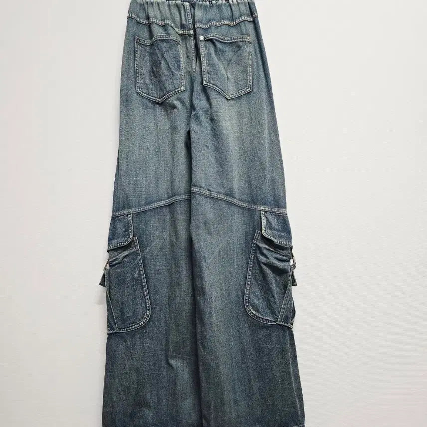 [SOLD OUT] 오픈와이와이 포켓 데님 카고 와이드 밴딩 팬츠