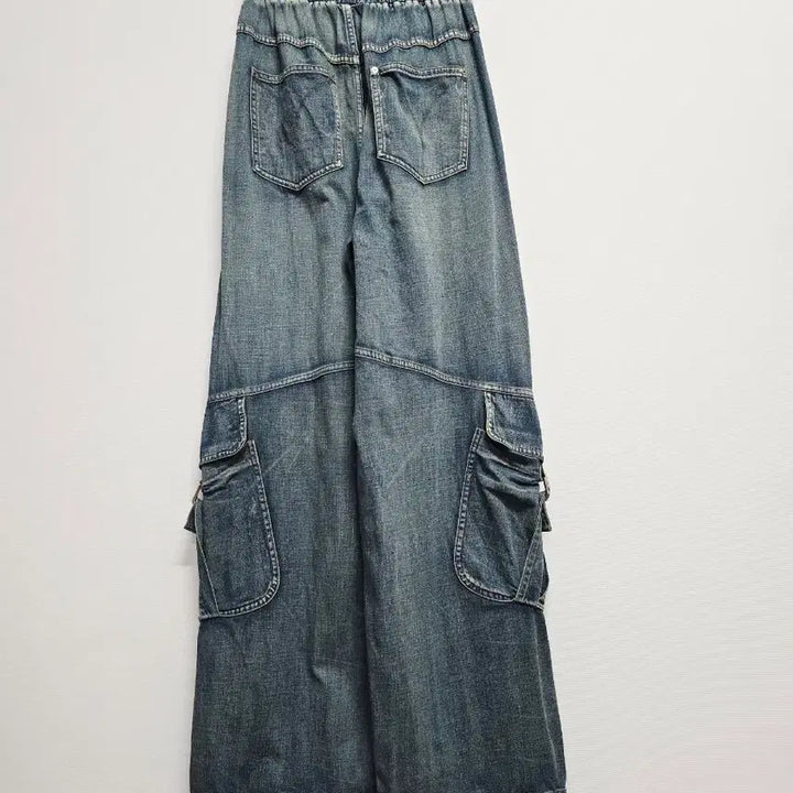 [SOLD OUT] 오픈와이와이 포켓 데님 카고 와이드 밴딩 팬츠