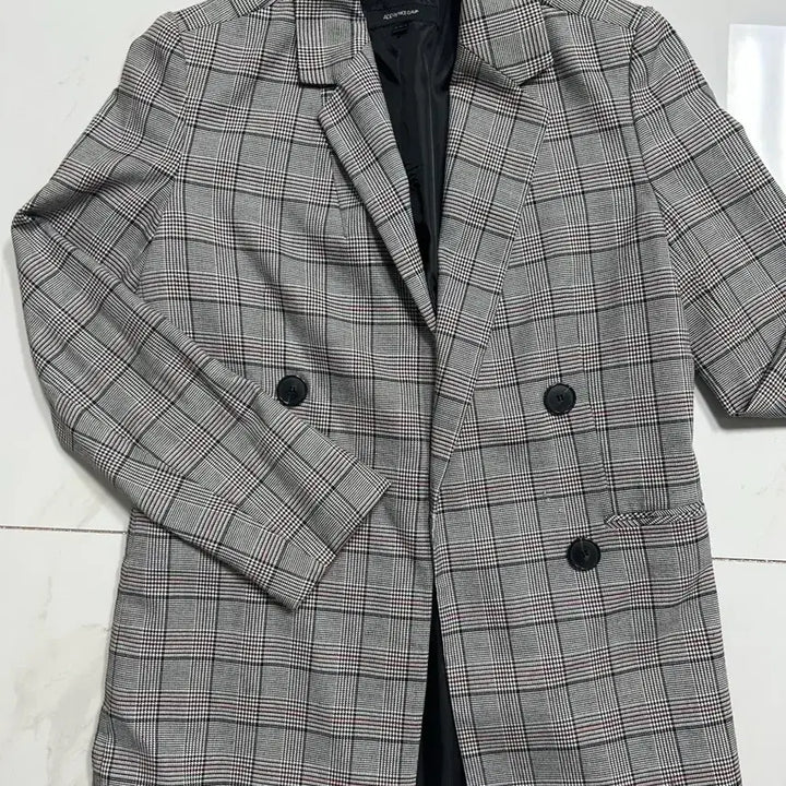 [BUNJANG] Checkered Double-Breasted Women&