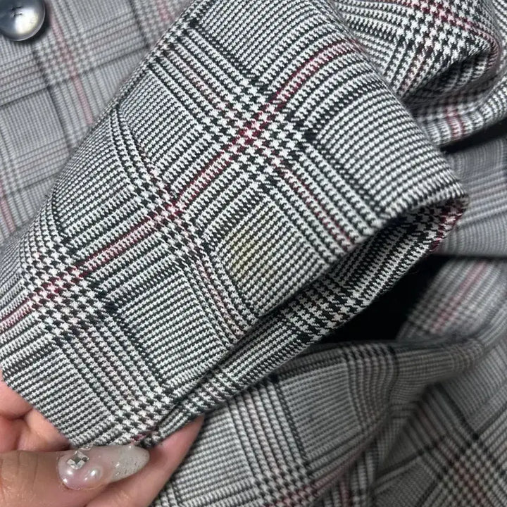 [BUNJANG] Checkered Double-Breasted Women&