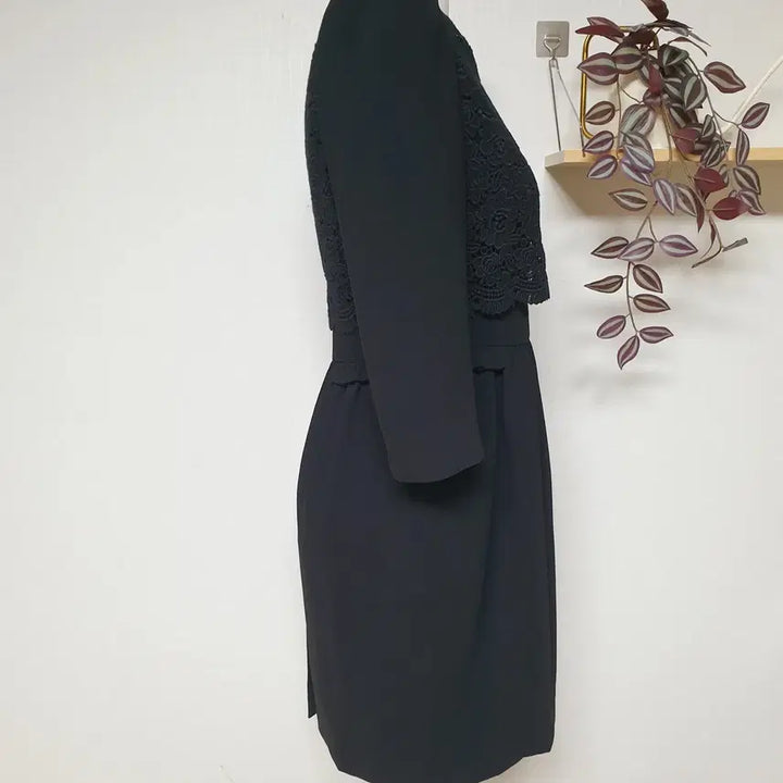 [BUNJANG] Satin Lace Layered Midi Dress - Black / 샤틴 레이스 레이어드 미디원피스 66 블랙