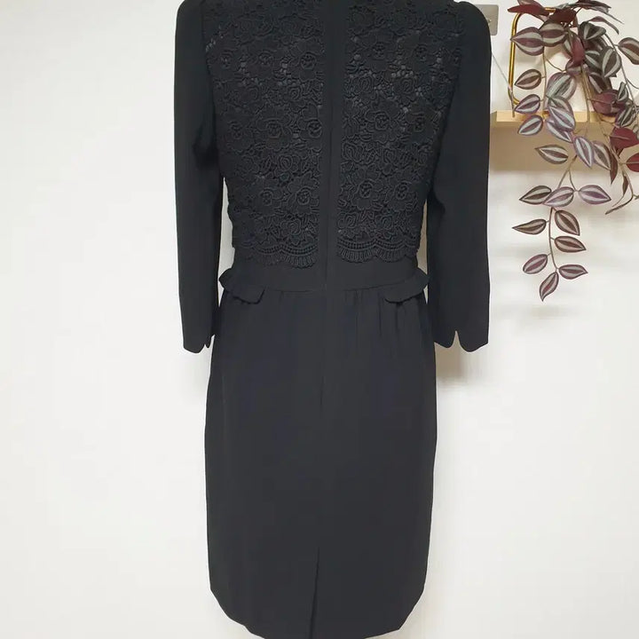 [BUNJANG] Satin Lace Layered Midi Dress - Black / 샤틴 레이스 레이어드 미디원피스 66 블랙