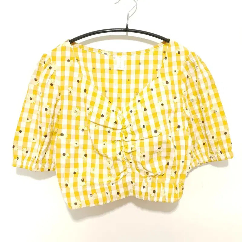 [BUNJANG] Floral Crop Blouse &amp; Skirt Two-Piece Set - Size S / 플라워 크롭 블라우스 &amp; 스커트 투피스 S_i3806