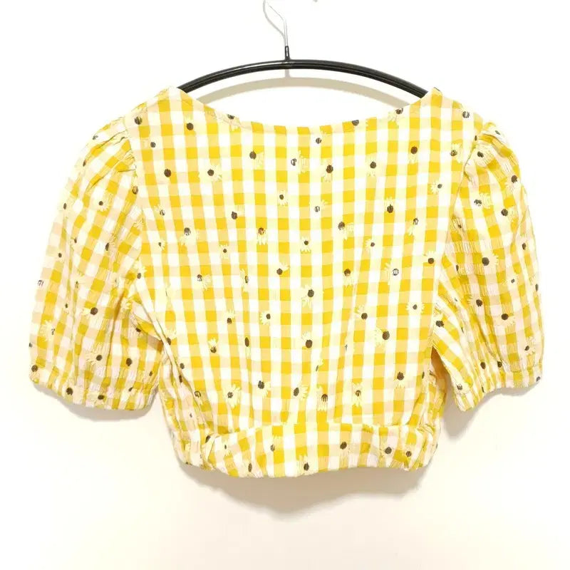 [BUNJANG] Floral Crop Blouse &amp; Skirt Two-Piece Set - Size S / 플라워 크롭 블라우스 &amp; 스커트 투피스 S_i3806