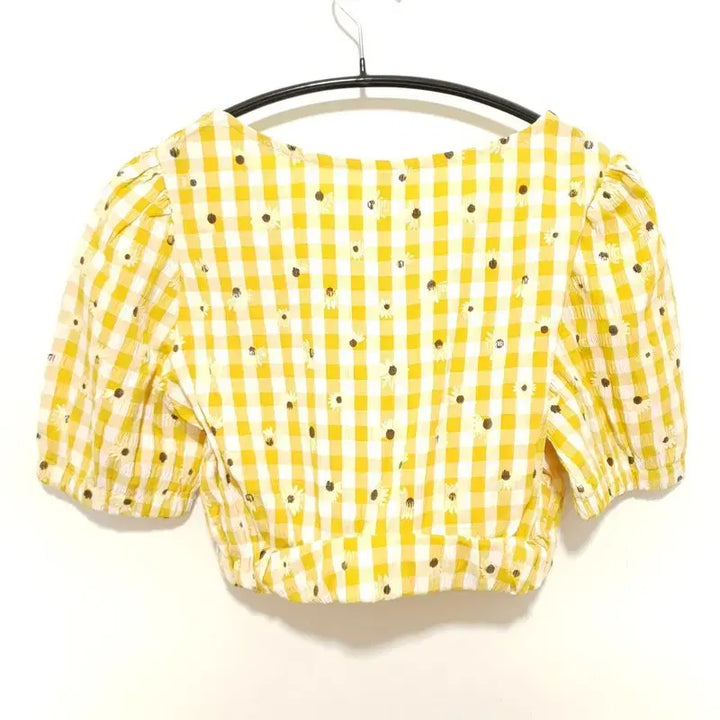 [BUNJANG] Floral Crop Blouse &amp; Skirt Two-Piece Set - Size S / 플라워 크롭 블라우스 &amp; 스커트 투피스 S_i3806