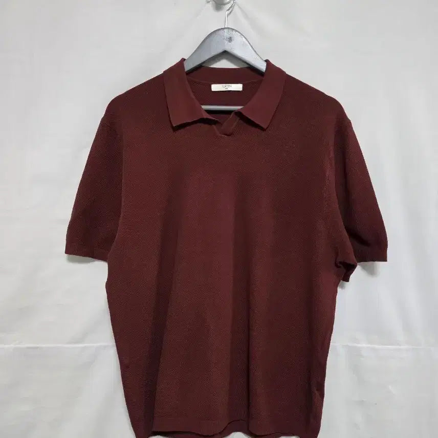 [BUNJANG] Topten Waffle Short Sleeve Collar Knit Brick Men&