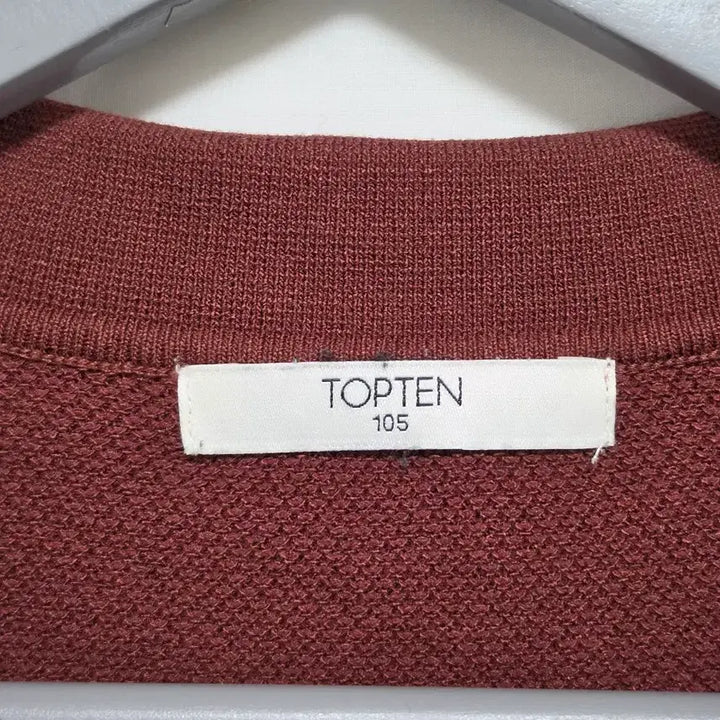 [BUNJANG] Topten Waffle Short Sleeve Collar Knit Brick Men&
