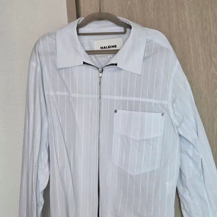 [BUNJANG] Allenne Sheer Zip-Up Crop Shirt / 알렌느 쉬어 집업 크롭 셔츠 블루