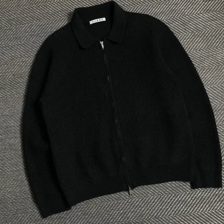 [BUNJANG] Suare Minimal Fine Wool Two-Way Knit Collar Zip-up Jacket (L) / 수아레 미니멀 파인울 투웨이 니트 카라 집업 자켓 y 4896