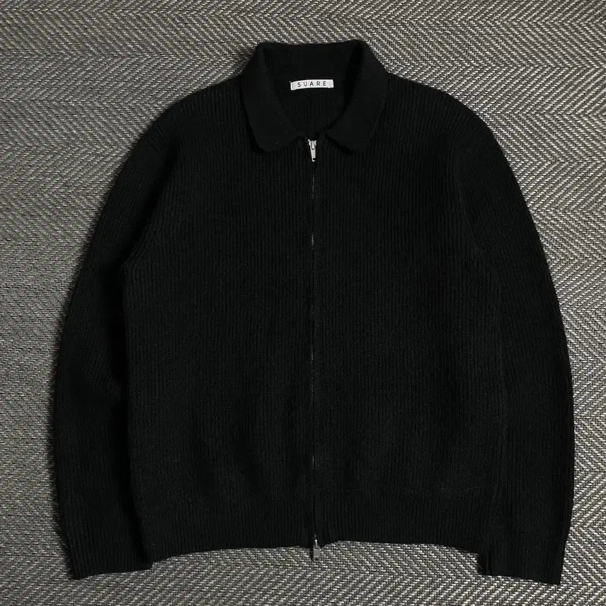 [BUNJANG] Suare Minimal Fine Wool Two-Way Knit Collar Zip-up Jacket (L) / 수아레 미니멀 파인울 투웨이 니트 카라 집업 자켓 y 4896