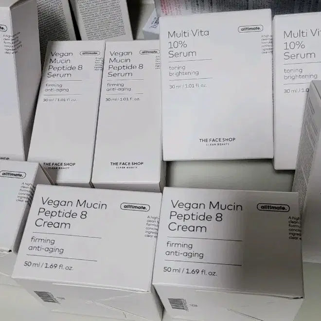 [BUNJANG] The Face Shop Vegan Mucin Peptide Ultimate Multi-Vita 10% Serum &amp; Cream / 더페이스샵 비건 뮤신 펩타이드 크림/세럼 올티밋 멀티비타10퍼센트 세럼