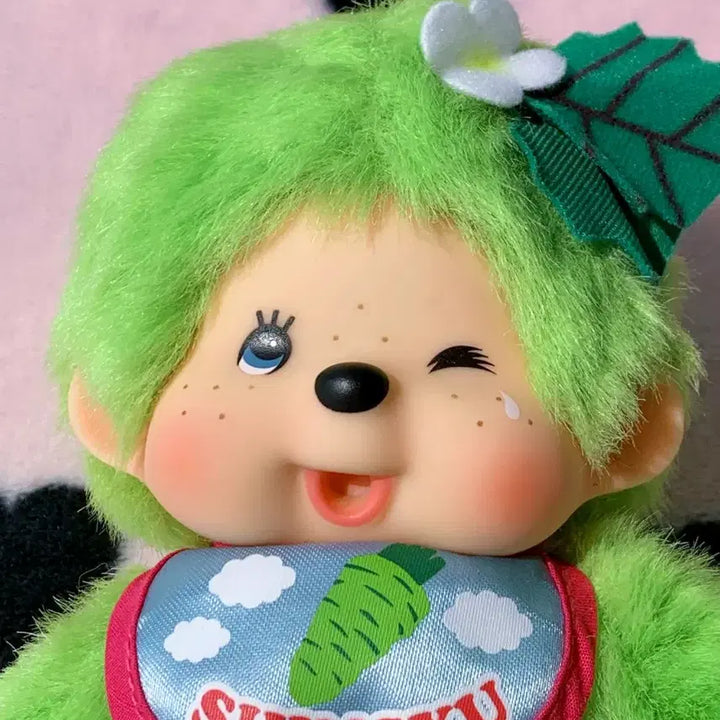 [BUNJANG] Monchhichi Shinshu Limited Wasabi Bib Plush / 격레어 몬치치 신슈 한정 와사비