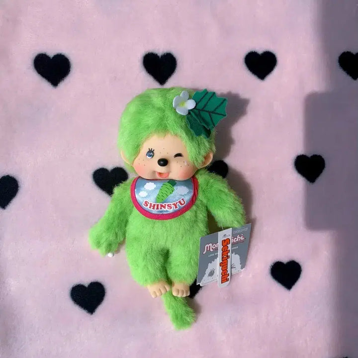 [BUNJANG] Monchhichi Shinshu Limited Wasabi Bib Plush / 격레어 몬치치 신슈 한정 와사비