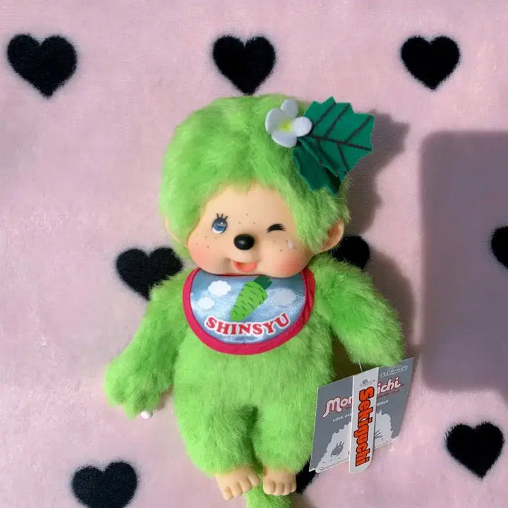 [BUNJANG] Monchhichi Shinshu Limited Wasabi Bib Plush / 격레어 몬치치 신슈 한정 와사비