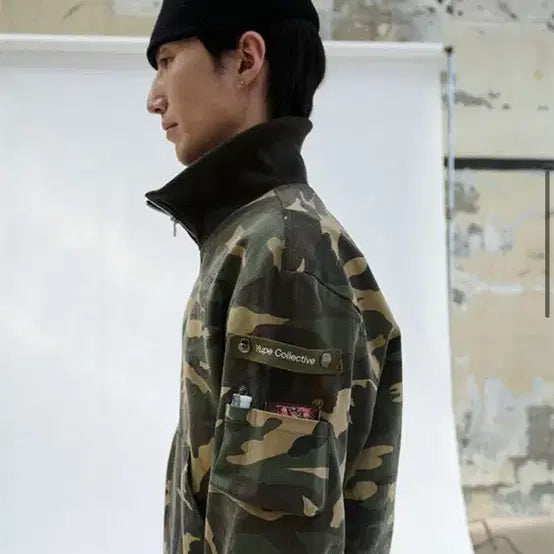 [BUNJANG] YUPE Collective Camo High Neck Bomber Jacket / YUPE Collective 카모 하이넥 봄버 자켓