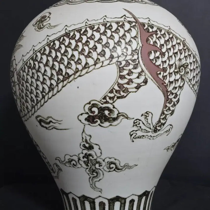 [BUNJANG] Cho Doo-eon White Porcelain Iron-Painted Cloud Dragon Vase / 백자 철화운용문호