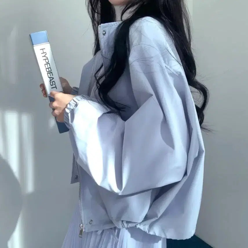 [BUNJANG] Vintage Pastel Blue Cotton Pocket Jumper / 빈티지 파스텔 블루종 포켓 점퍼