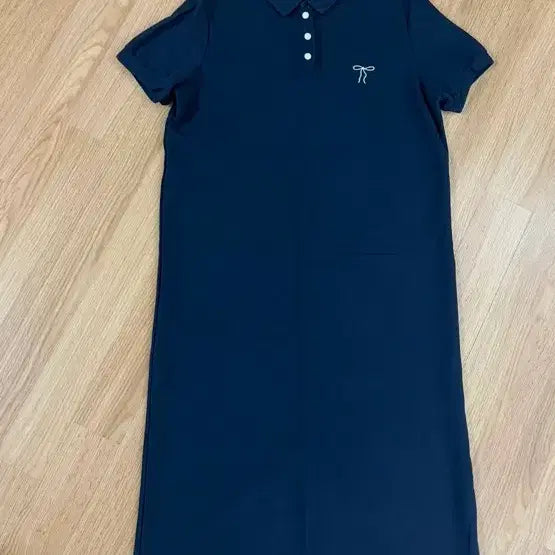 [BUNJANG] Minjikong Ribbon PK Collar Long Dress Navy / 민지콩 리본콩 PK 카라 롱원피스 네이비