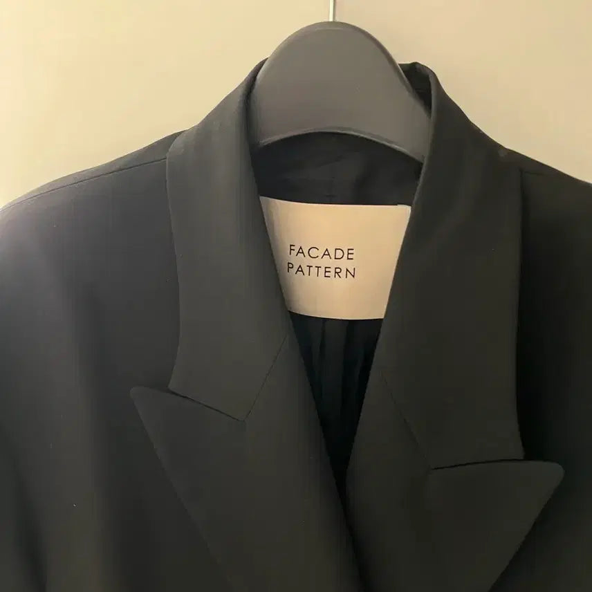 [BUNJANG] Facade Pattern Boy Fit Double Jacket - Black / 파사드패턴 보이핏 더블자켓 _ 블랙