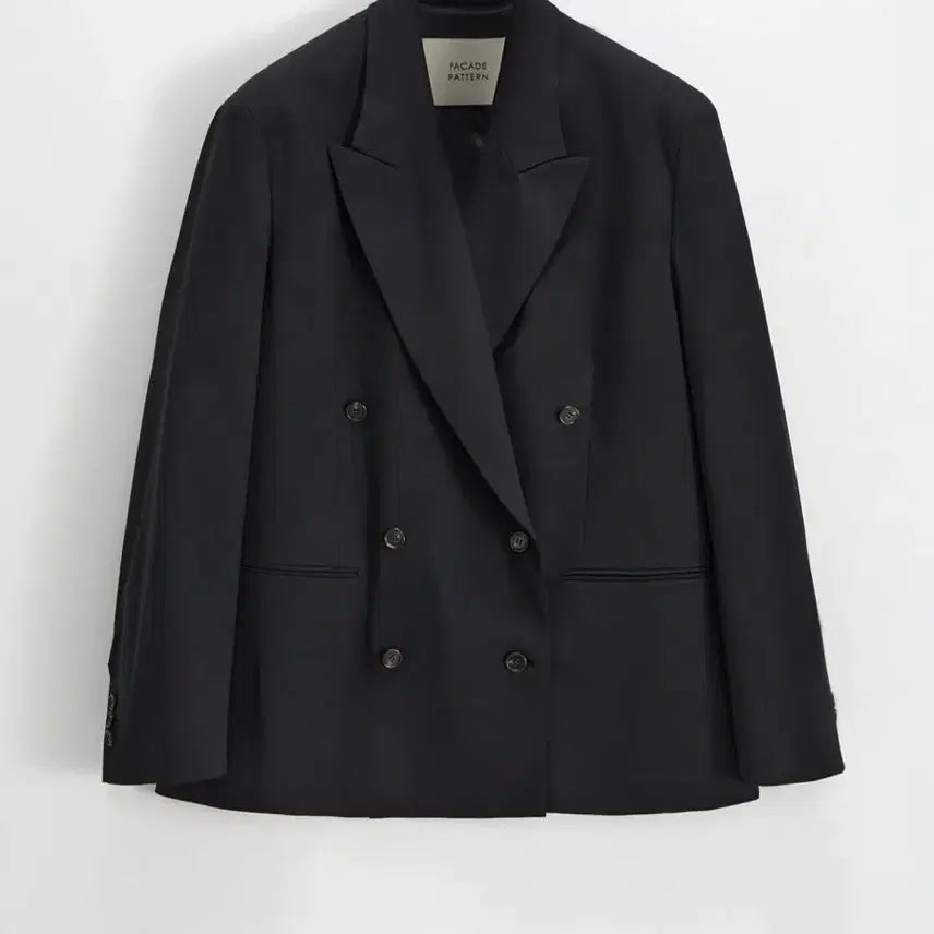 [BUNJANG] Facade Pattern Boy Fit Double Jacket - Black / 파사드패턴 보이핏 더블자켓 _ 블랙