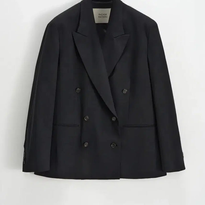[BUNJANG] Facade Pattern Boy Fit Double Jacket - Black / 파사드패턴 보이핏 더블자켓 _ 블랙