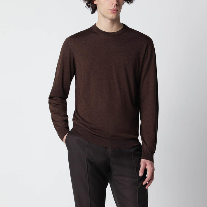 [BUNJANG] Drumohr Luxury Label Cashmere Knit Sweater / [A등급 46-48] 드루모어 럭셔리라벨 다크브라운 캐시미어 니트스웨터