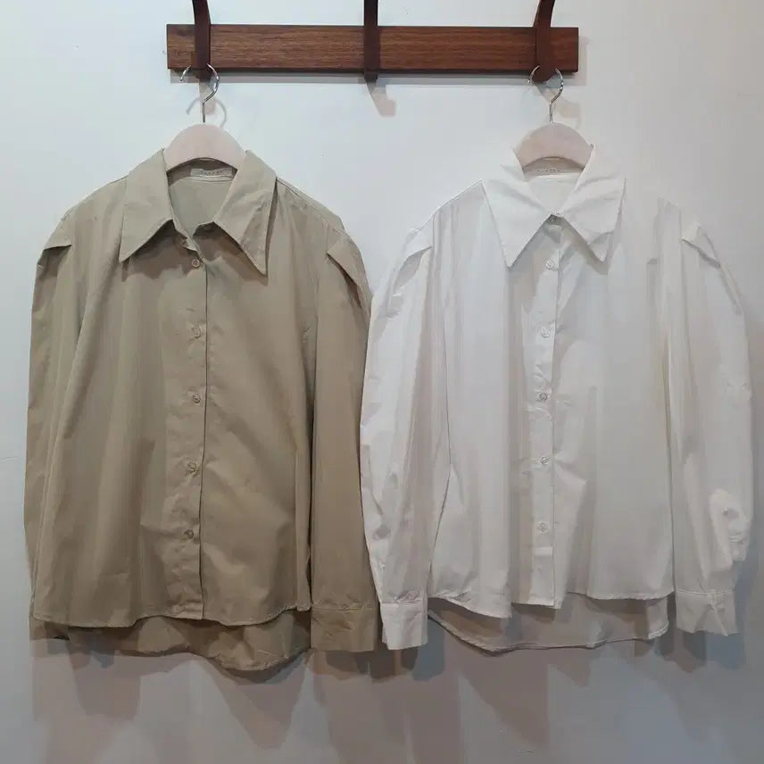 [BUNJANG] High-Quality Puff Sleeve Fleece Lined Shirt / 고퀄 내수 퍼프소매 기모 셔츠 *베이지,화이트