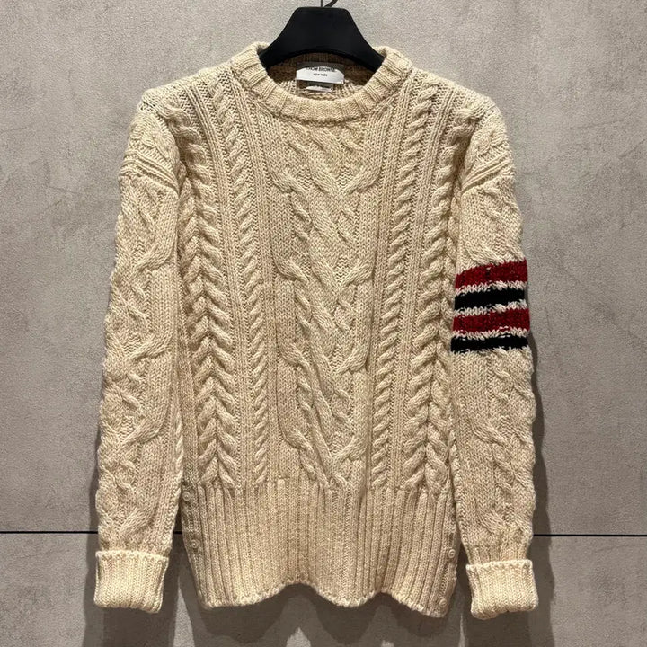 [BUNJANG] Thom Browne Donegal Aran Cable Knit Sweater / [정품/2] 톰브라운 사선완장 도네갈 아란케이블 니트