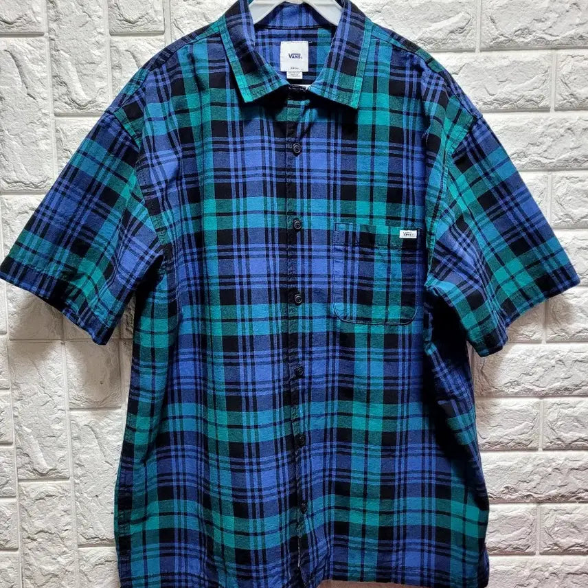[BUNJANG] Vans Checkered Short Sleeve Shirt (Loose Fit) - S / 반스  체크 반팔 셔츠 루즈핏 S