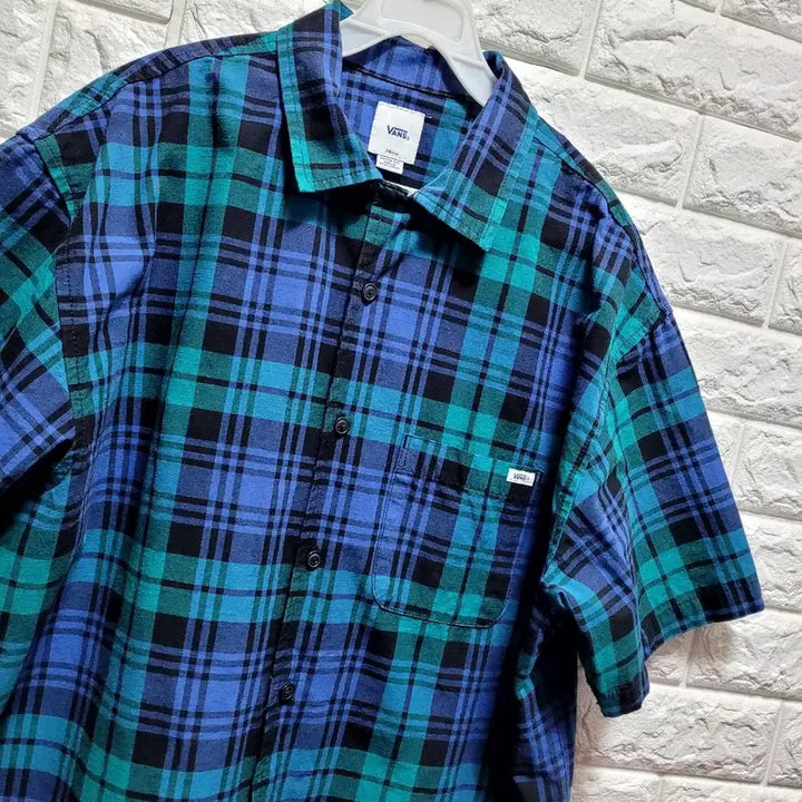 [BUNJANG] Vans Checkered Short Sleeve Shirt (Loose Fit) - S / 반스  체크 반팔 셔츠 루즈핏 S