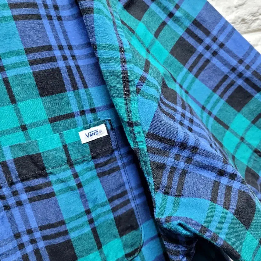 [BUNJANG] Vans Checkered Short Sleeve Shirt (Loose Fit) - S / 반스  체크 반팔 셔츠 루즈핏 S