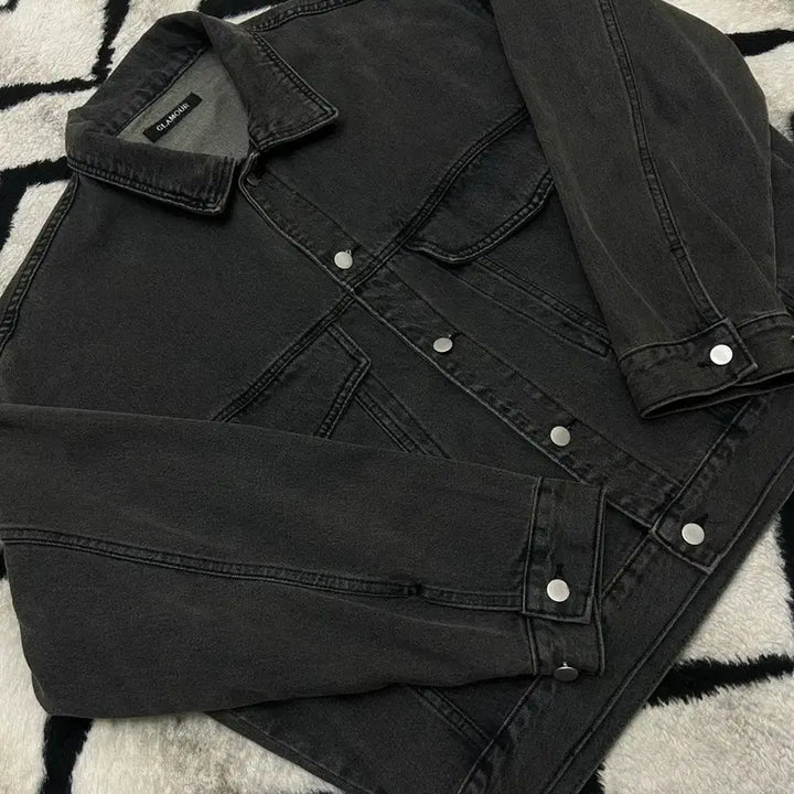 [BUNJANG] Glamour Two-Pocket Black Denim Trucker Jacket / [실측2XL]Glamour 투포켓 흑청 데님 트러커 자켓