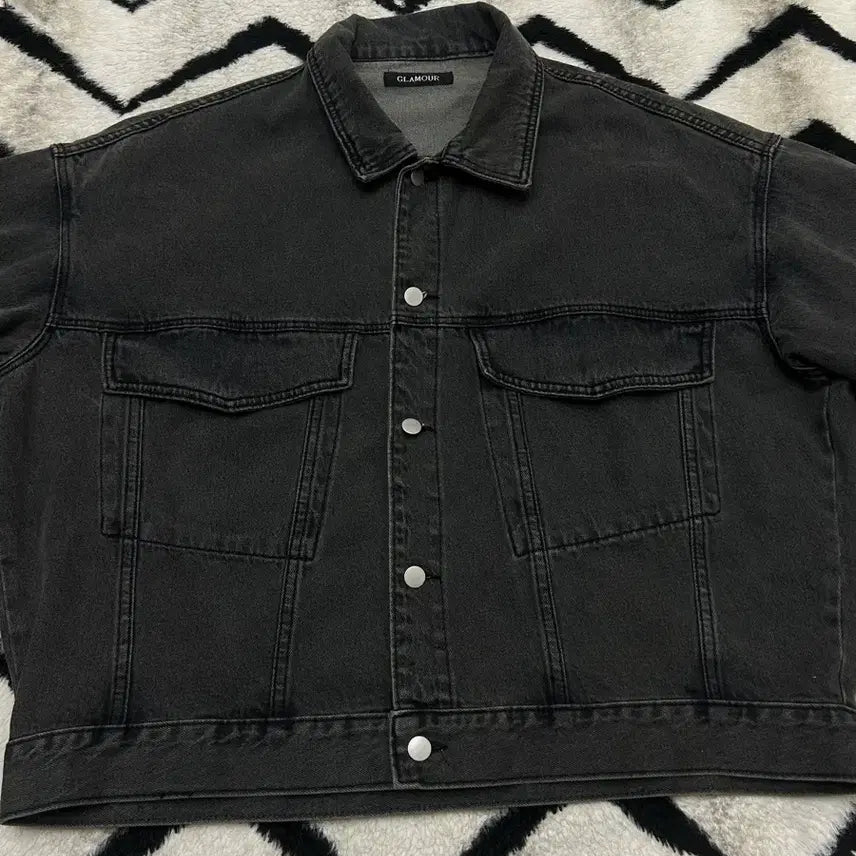 [BUNJANG] Glamour Two-Pocket Black Denim Trucker Jacket / [실측2XL]Glamour 투포켓 흑청 데님 트러커 자켓