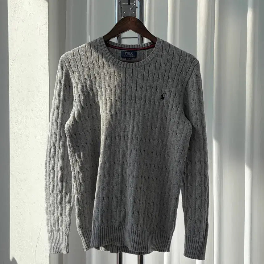 [BUNJANG] Polo Ralph Lauren Cable Knit Cotton Sweater / [M]폴로 랄프로렌 꽈배기 케이블 코튼 니트 gray