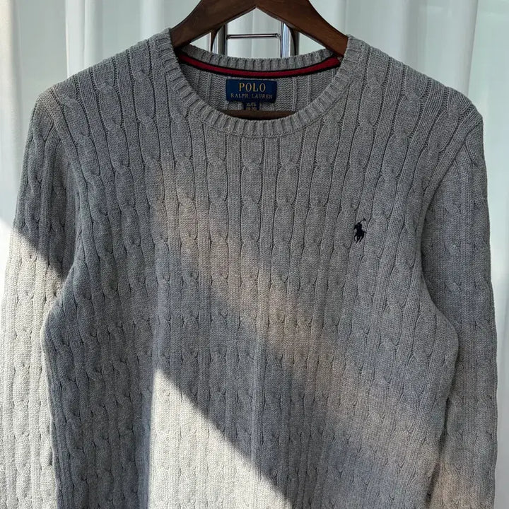 [BUNJANG] Polo Ralph Lauren Cable Knit Cotton Sweater / [M]폴로 랄프로렌 꽈배기 케이블 코튼 니트 gray