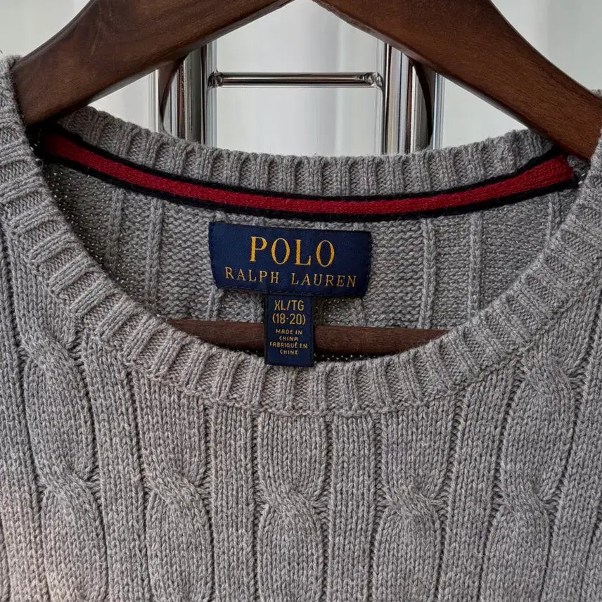 [BUNJANG] Polo Ralph Lauren Cable Knit Cotton Sweater / [M]폴로 랄프로렌 꽈배기 케이블 코튼 니트 gray