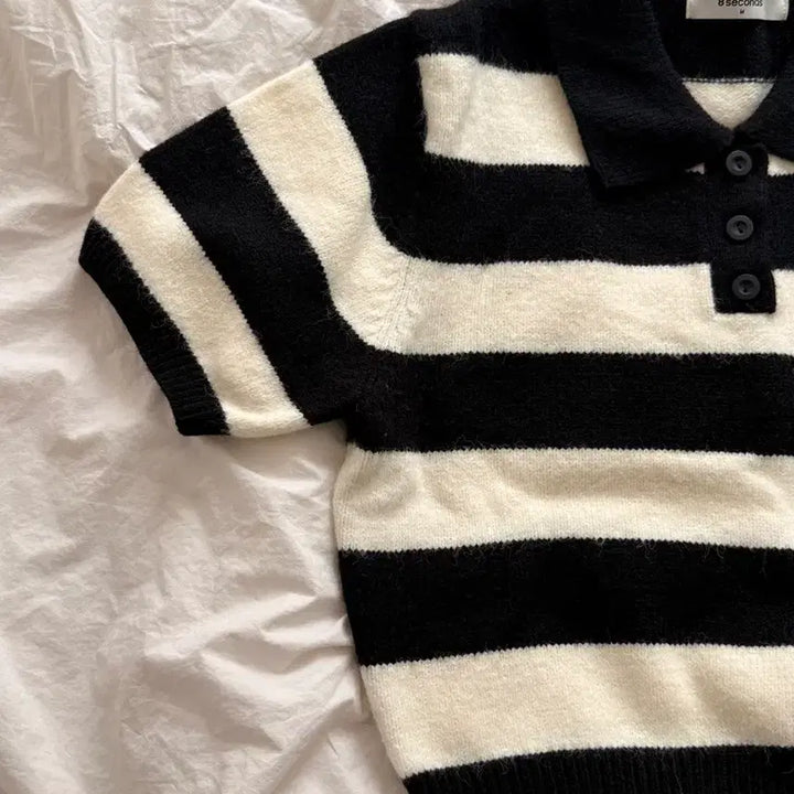 [BUNJANG] 8 Seconds Striped Knit Top / 8세컨즈 블랙/화이트 스트라이프 니트
