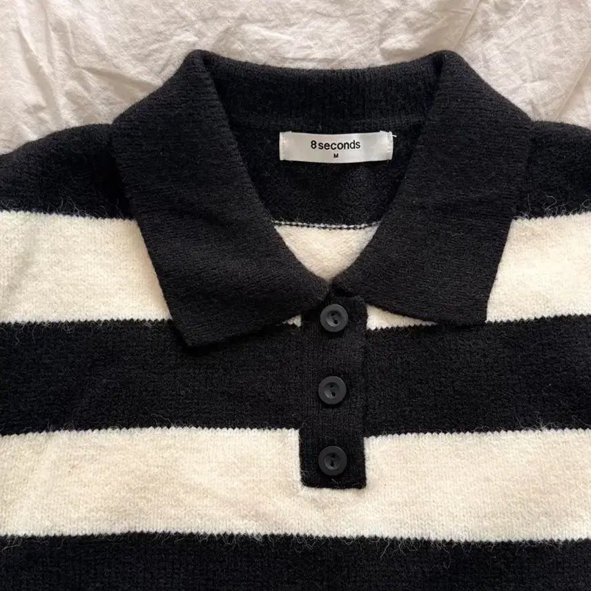 [BUNJANG] 8 Seconds Striped Knit Top / 8세컨즈 블랙/화이트 스트라이프 니트