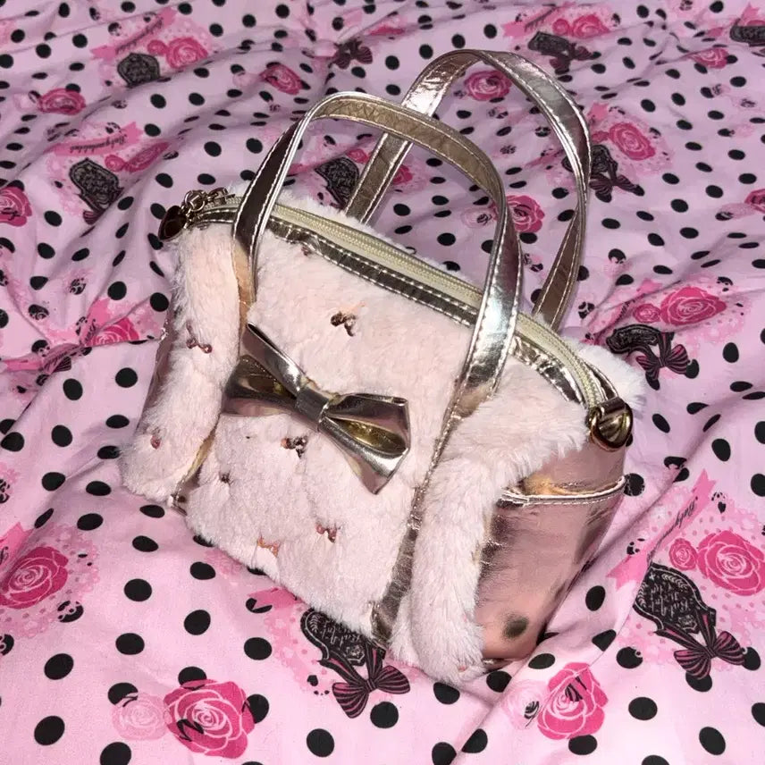 [BUNJANG] Himegyaru Pink Fur Mini Tote Bag / 히메갸루 핑크 퍼 미니백