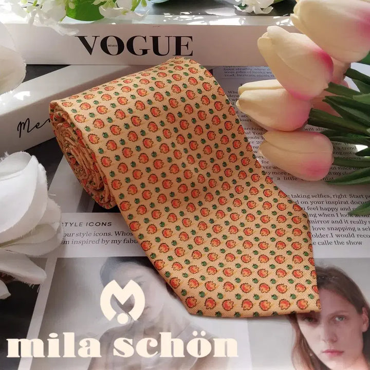 [BUNJANG] Mila Schon Silk Animal Fruit Pattern Tie / 밀라숀 실크 애니멀 프루트 패턴 넥타이 9.3cm A+등급 K2263