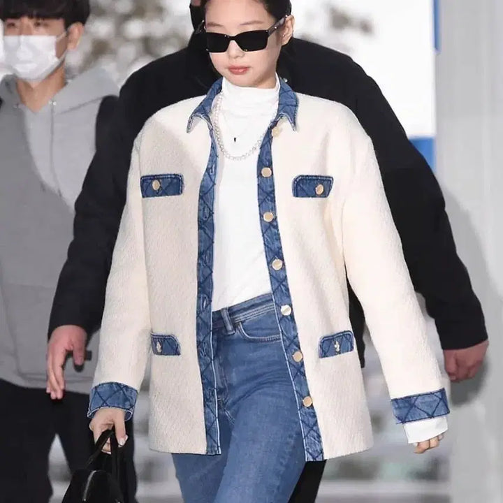 [BUNJANG] Sandro Denim Tweed Jacket - Jennie Worn / 산드로 sandro 데님 트위드자켓 제니착용