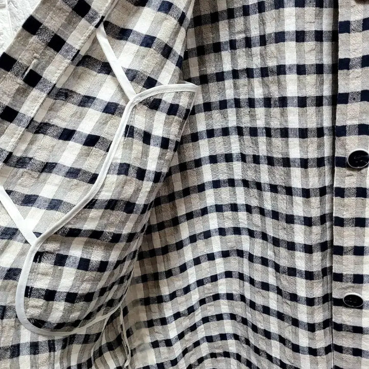 [BUNJANG] Zishen Rayon Checkered 3/4 Sleeve Long Shirt / 지센 마.레이온 체크무늬 7부 셔츠 롱 남방