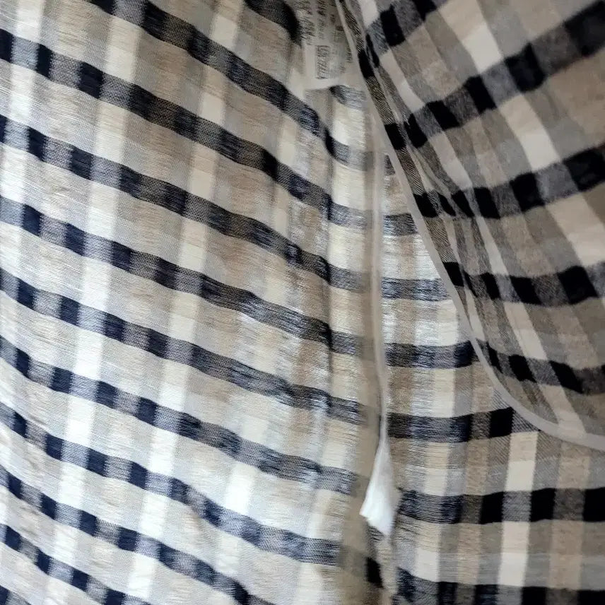 [BUNJANG] Zishen Rayon Checkered 3/4 Sleeve Long Shirt / 지센 마.레이온 체크무늬 7부 셔츠 롱 남방