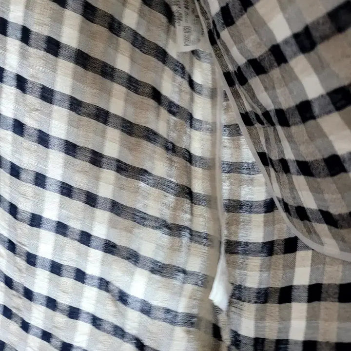 [BUNJANG] Zishen Rayon Checkered 3/4 Sleeve Long Shirt / 지센 마.레이온 체크무늬 7부 셔츠 롱 남방